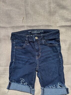 American Eagle Outfitters Dark Blue Denim Boyfriend Bermuda Shorts